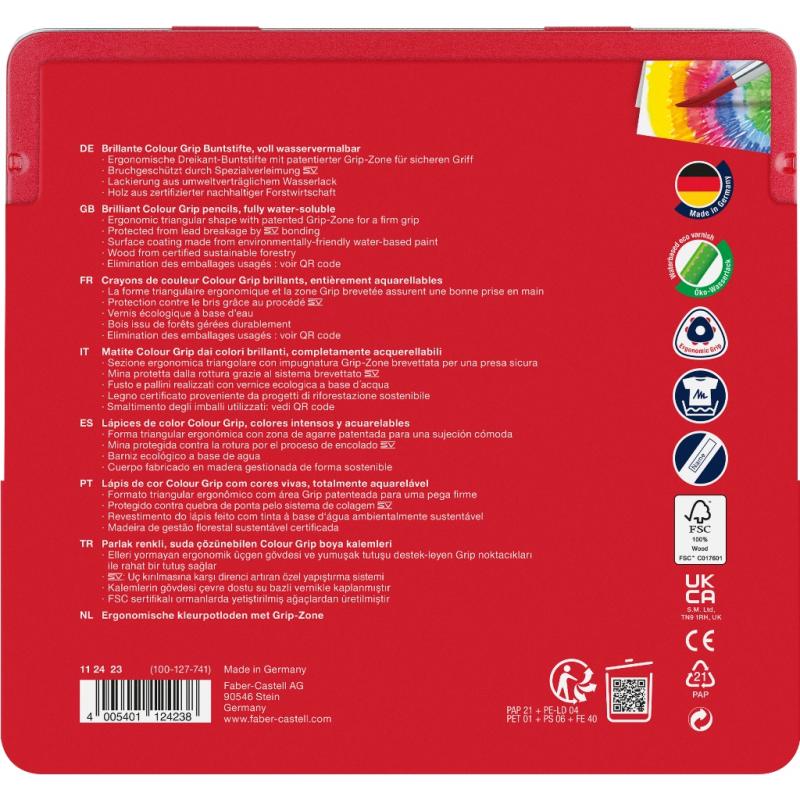 Faber-Castell Colour Grip Buntstifte 24er Blechetui